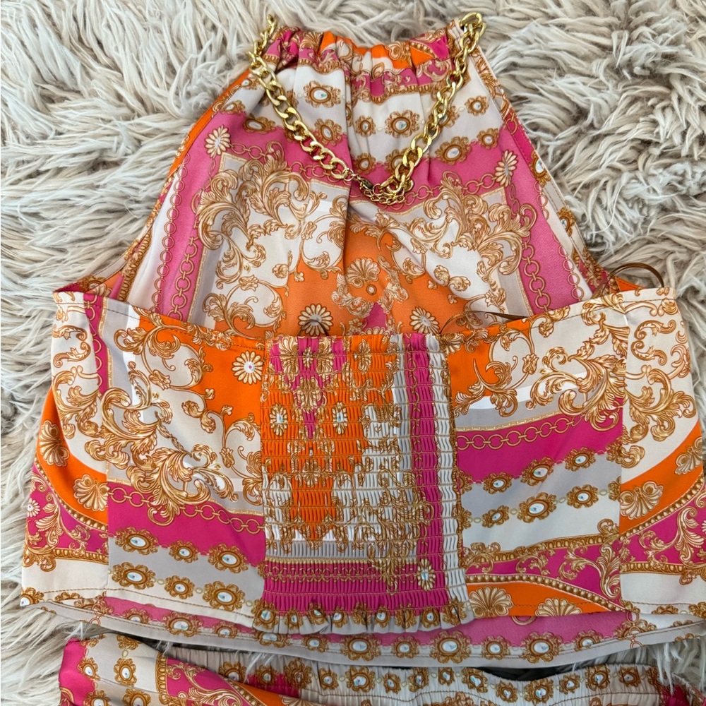 Rachel Zoe Orange and Pink Baroque Skirt Set - Picture 2 of 3